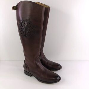 Frye Women's Brown Leather Back Zip Round Toe Riding Boots - Size US 6B